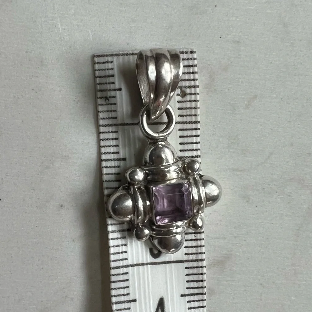 Vintage Sterling Silver Amethyst Pendant & Earring set